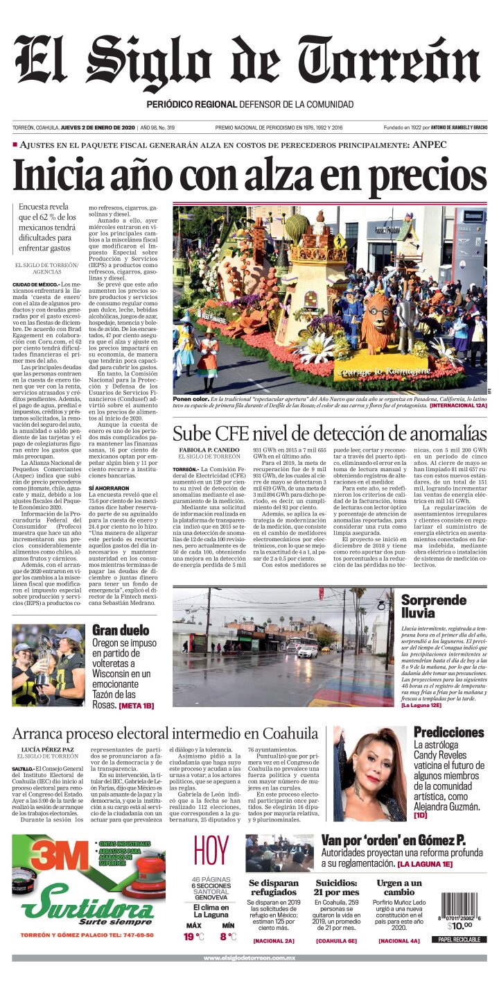 Edición impresa de El Siglo de Torreón, jueves 18 de abril de 2024