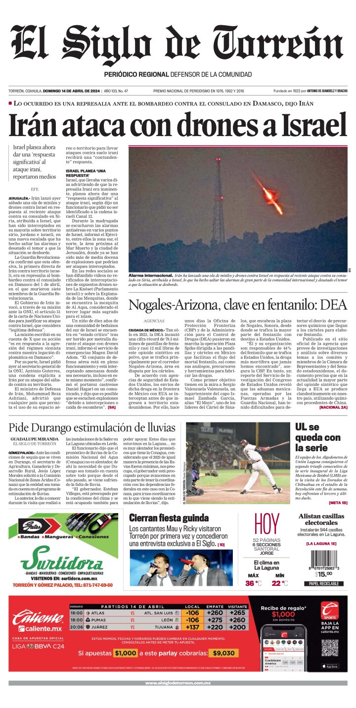 Edición impresa de El Siglo de Torreón, martes 30 de abril de 2024